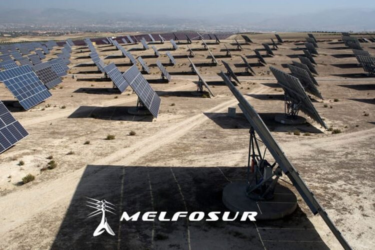 Planta de Melfosur en Granada de energía solar fotovoltáica con varios paneles solares monocristalinos, uno de los tipos de paneles solares