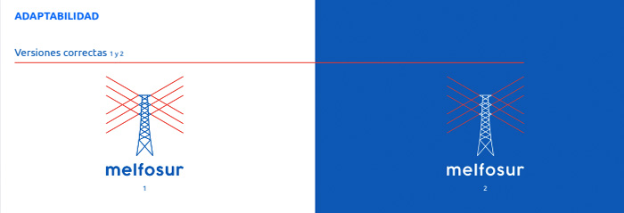 Imagotipo de Melfosur con los colores corporativos en el nuevo diseño de la imagen y tipografía del nombre para nuestra empresa eléctrica